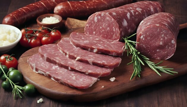 Sliced beef meat sausage