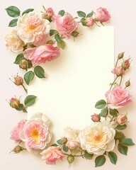 Mockup with card and flowers.