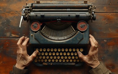 Typing typewriter vintage style alphabet concept.