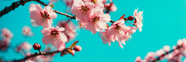 cherry blossoms in the garden. Selective focus. - obrazy, fototapety, plakaty