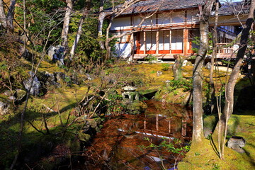 Fototapeta na wymiar Jojakkoji Temple, a Buddhist temple in a serene forest at Sagaogurayama Oguracho, Ukyo Ward, Kyoto, Japan