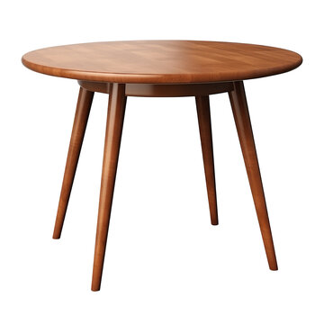 Wooden round table isolated with clipping path.
