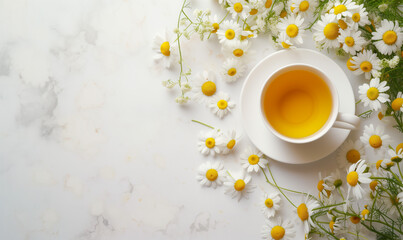 Obraz na płótnie Canvas Chamomile Herbal Camomile Tea Drink Flowers Cup