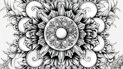 Mandala coloring book page. Line art. Black and white