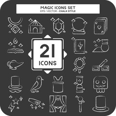 Icon Set Magic. related to Holiday symbol. chalk Style. simple design editable. simple illustration