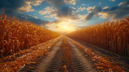 Meubelstickers A path through a corn field © frimufilms
