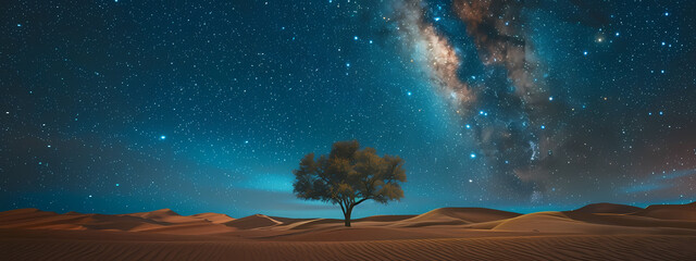 Obraz na płótnie Canvas Glowing Solitude: The Bioluminescent Oasis of the Desert