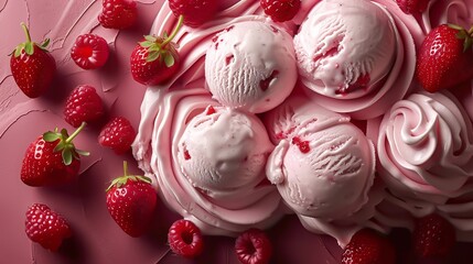 Fototapeta premium Delicious strawberry ice cream, background