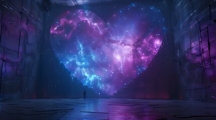 Fototapeta premium Ceiling of a Room Resembling a Heart-Shaped Planetarium: A Romantic Celestial Oasis for Couples. Concept Romantic Oasis, Heart-Shaped Planetarium, Celestial Theme, Couples Photoshoot, Room Decor