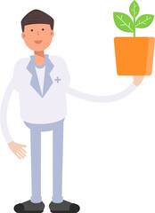 Physician Character Holding Plant Pot
