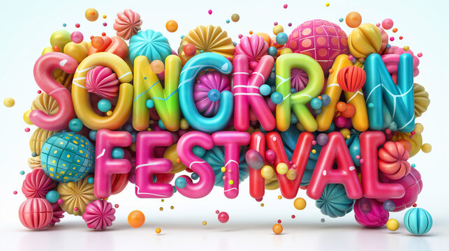 Colorful 3d text "Songkran festival" for banner or poster. Generative Ai Illustration. 