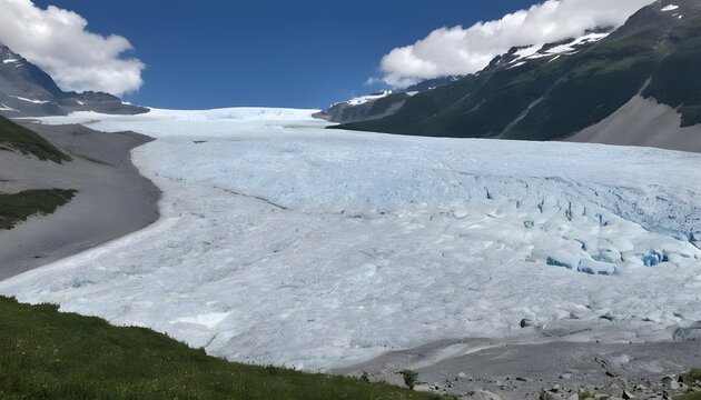 View on glacier. Hiking to glacier