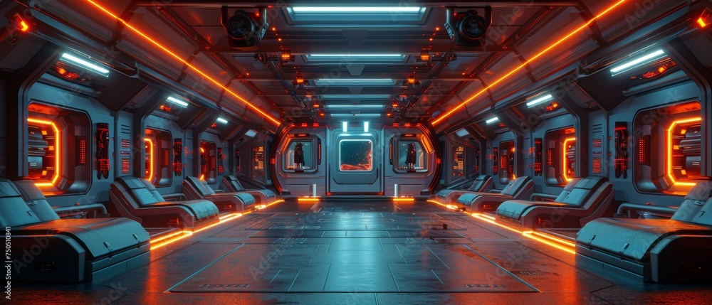 Aufkleber animated futuristic podium with futuristic stage neon. 3d rendering.