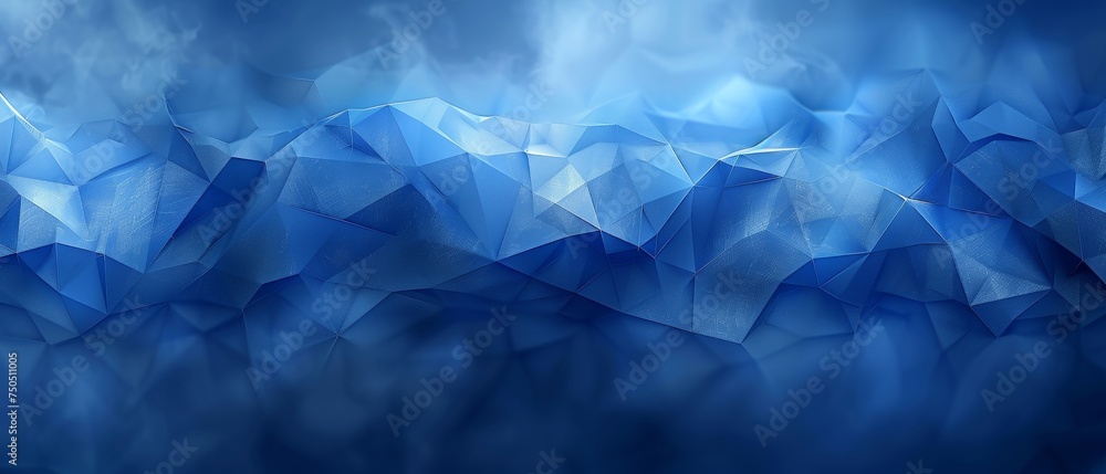 Aufkleber On a dark blue abstract cyberspace background, an abstract wave shape appears on a low-polygonal triangular background for designs related to cyberspace, big data, metaverse, network security, and