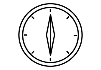 Icono negro de brújula en fondo blanco. 