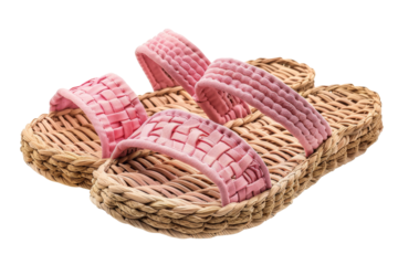 White background with female summer shoes