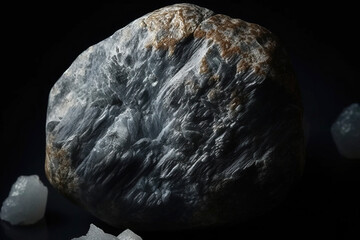 Dypingite is a rare precious natural stone on a black background. AI generated. Header banner mockup with space.