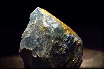 Gordaite is rare precious natural stone on black background. AI generated. Header banner mockup with space.