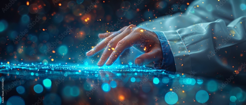 Aufkleber Doctors working with modern computer interfaces as medical networks
