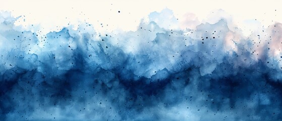 The background is an abstract blue watercolor in high resolution