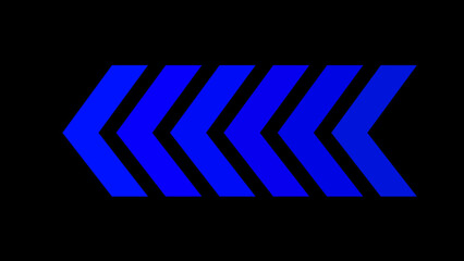 Blue arrows indicate the direction of the overlay layer. swipe left navigation. Blinking arrows: the right-to-left arrow looping direction concept.