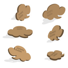 set of isometric bubble text with variations of slants