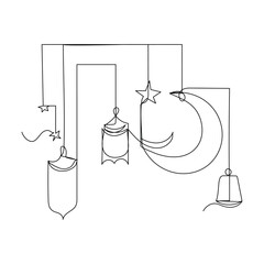 Mosque with  continuous one line drawing  outline vector illustration
