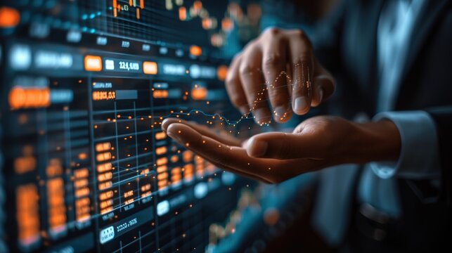 Futuristic control panel with blue lights. High tech console with futuristic screen.