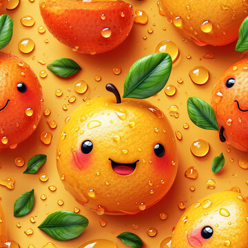 Fruit pattern illustration, ai generated