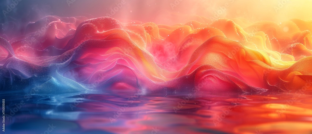 Poster Three-dimensional rendering of a multicolored spectrum in abstract form