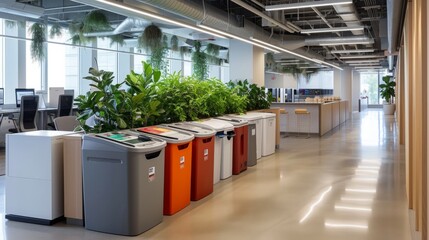 Sorting waste at office building as environmental responsibility - 750516057