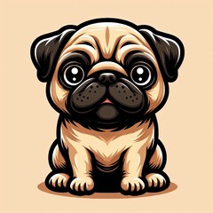 Chuckle Companion: Smiling Pug Illustration for Good Vibes
