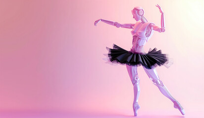 Robot as ballet dancer in black tutu