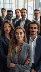 Diverse business team portrait. Multi-ethnic professionals standing together. Successful businessmen.