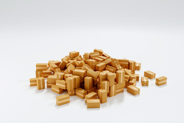 Stack of cardboard parcel box overflow, shopping delivery shipping logistic business, 3D rendering.