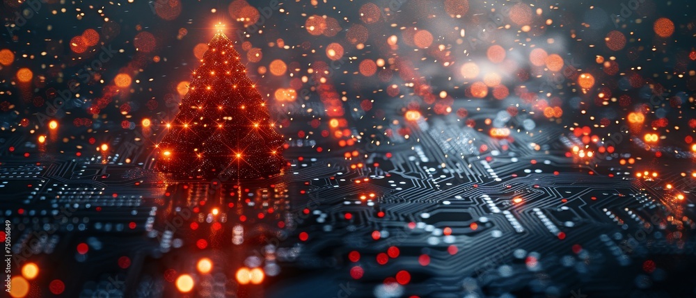Poster this is a template for new year and happy christmas cards in the style of modern technology. christm