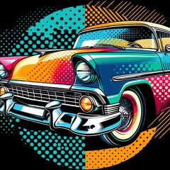 Vibrant Vintage Car Illustration