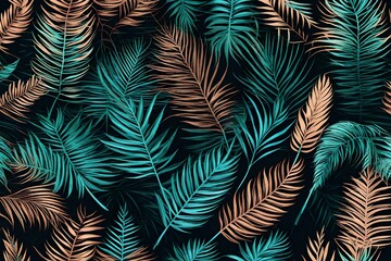 et of palm leaves silhouettes isolated
