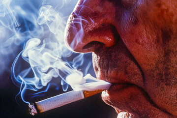 Man smoking cigarette, anti smoking, no smoking, lungs health care, World no tobacco day concept