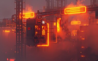 3d rendering illustration cyberpunk city with vibrant neon light scene. AI generated image