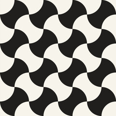 Vector seamless pattern. Repeating geometric elements. Stylish monochrome background design. - 750517476