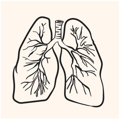 lungs doodle drawing, Medical with illustration style doodle and line art
