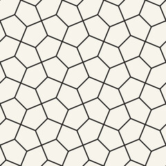 Vector seamless pattern. Repeating geometric elements. Stylish monochrome background design. - 750517854