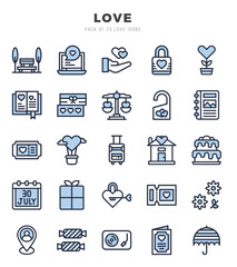Love icons Pack. Two Color icons set. Love collection set.
