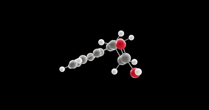 3-indolepropionic acid molecule, rotating 3D model of ipa, looped video on a black background