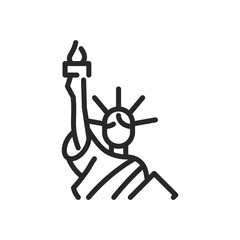 Statue of Liberty Icon, Symbol of Freedom and American Independence, Simple Outline Vector Design Sign. - obrazy, fototapety, plakaty