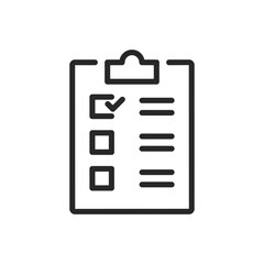 Checklist Icon Vector with Tick Box. Outline Style Survey Form Clipart for Efficient Data Management, Election Topics and Quality Control in UI Design.