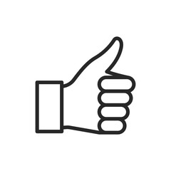 Thumbs Up Icon for Positive Feedback and Approval. Simple Outline Vector Design Ideal for Social Media, Ratings, and Endorsements