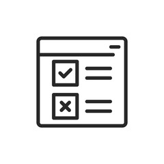 Online Voting Checklist Icon. Digital Ballot and Internet Election Interface Symbol for Secure Web Polls and Remote Civic Participation.