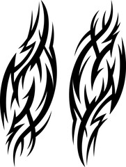 Tribal tattoo hand drawn. Silhouette illustration. Isolated on white abstract element.
